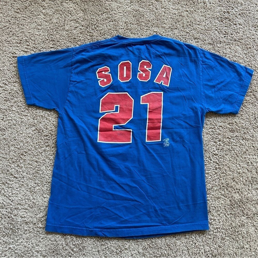 Dynasty Vintage Sammy Sosa 2004 Chicago Cubs #21 Blue Red Graphic T-Shirt Medium - Picture 2 of 13